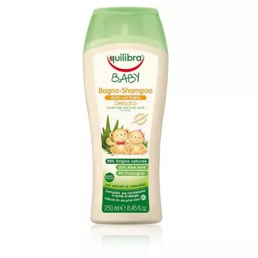 Equilibra -  Equilibra Łagodny szampon aloesowy do ciała i włosów dla dzieci 0m+, 250 ml 